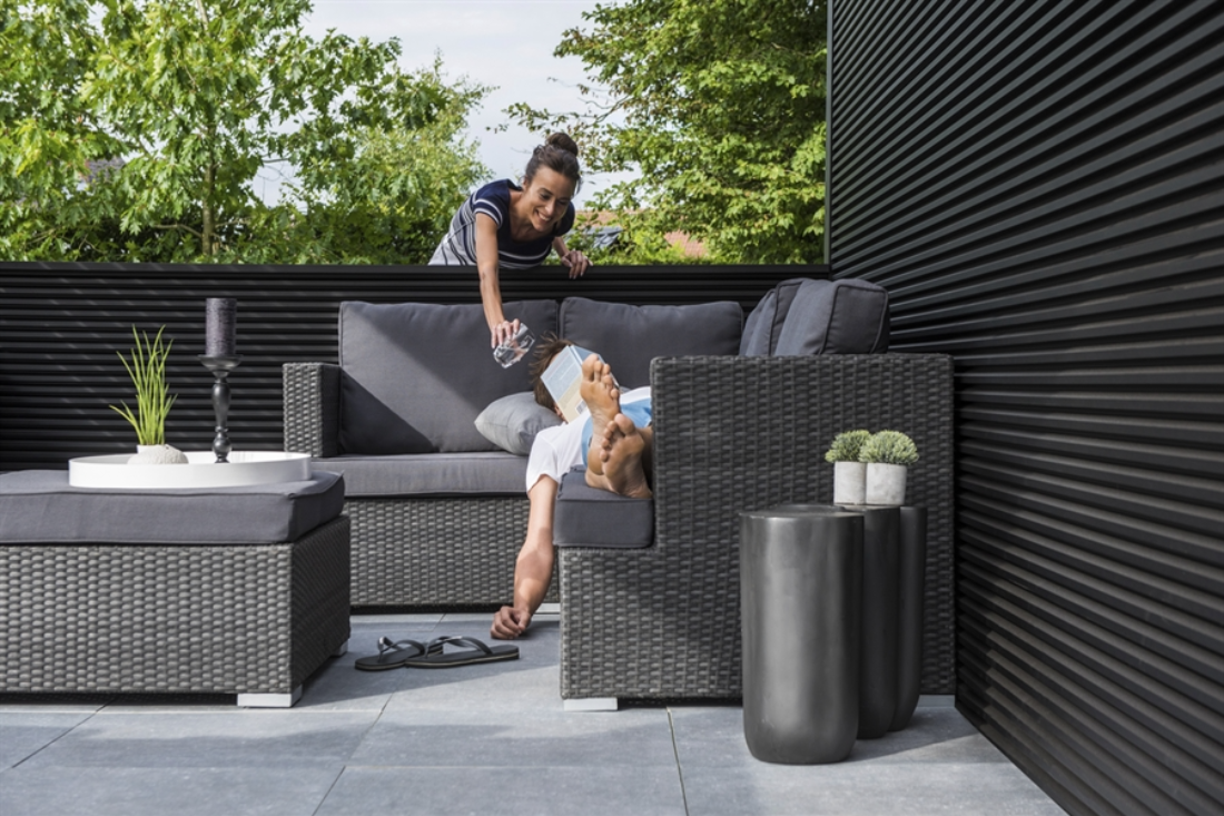 Black Exterior Cladding Freestanding Wall In The Garden