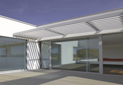 Horizontal Aluminum Shutters attached to a home Horizontal Aluminum Shutters attached to a home